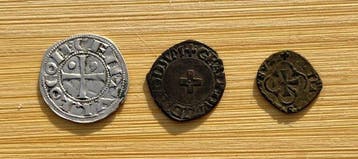 Koninkrijk Navarra. Lot of 3 Béarnaise coins (Denier, Liard,