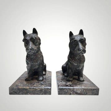 Hippolyte Moreau - Boekensteunen - Foxterriers -, Antiek en Kunst