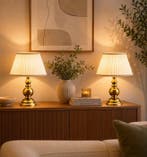 Lampe de table (2) - Laiton, Textile