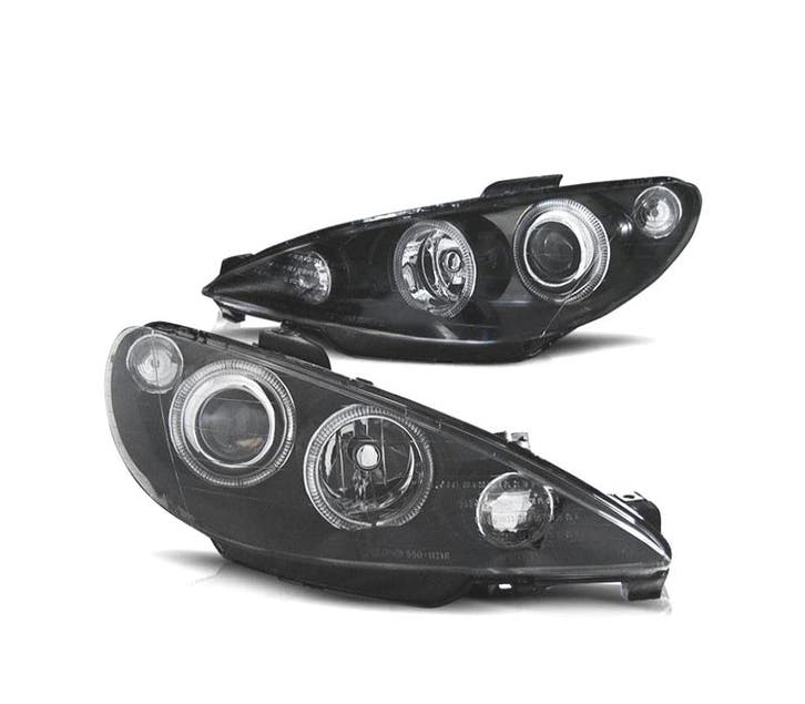 PHARES PEUGEOT 206 98-09 YEUX DANGE FOND NOIR, Auto-onderdelen, Verlichting, Verzenden
