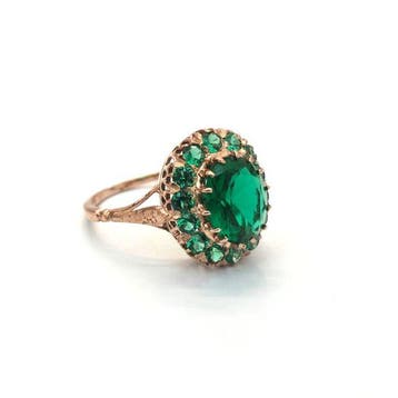 Zonder minimumprijs - Ring - 9 kt. Roségoud, Zilver Spinel -, Nieuw