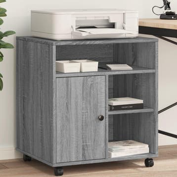 vidaXL Printerkastje met wielen 60x50x67 cm grijs sonoma, Verzenden, Nieuw
