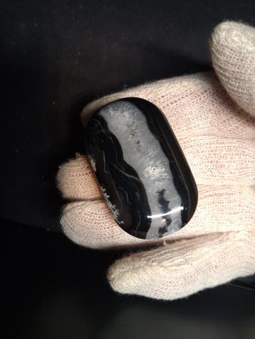 Natural Agate Palmstone - oval - 5x3 cm - Black Agate - good, Verzenden