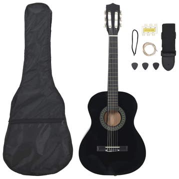 vidaXL 8-delige Gitaarset klassiek beginner 3/4 36 zwart, Verzenden, Nieuw