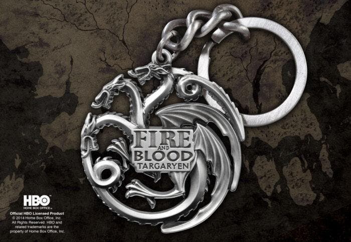 Game of Thrones Metalen Sleutelhanger Targaryen Sigil (Steel, Verzamelen, Film en Tv, Nieuw, Ophalen of Verzenden