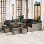 vidaXL Tuinbank Set 13 pcs Grijs Poly Riet en Poedergecoat, Verzenden, Nieuw