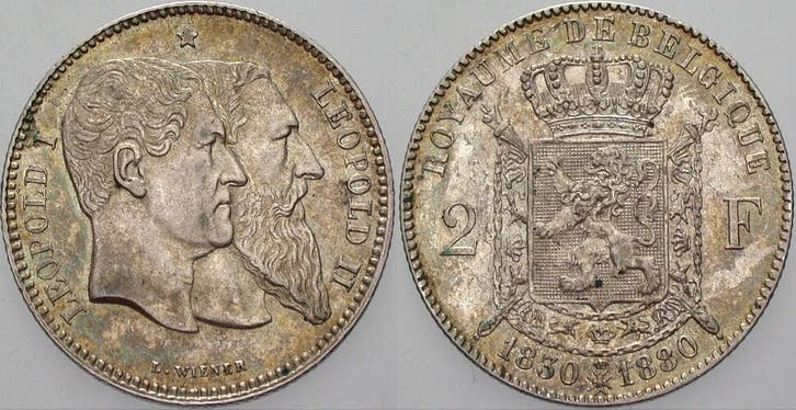 2 Franc 1880 Belgie-koenigreich Leopold Ii 1865-1909, Postzegels en Munten, Munten | Europa | Niet-Euromunten, België, Verzenden