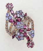 Zilver, Het Jardin dIris – Ring met Tanzaniet en Saffier