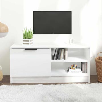 vidaXL Tv-meubel 80x35x36,5 cm bewerkt hout hoogglans wit, Verzenden, Nieuw