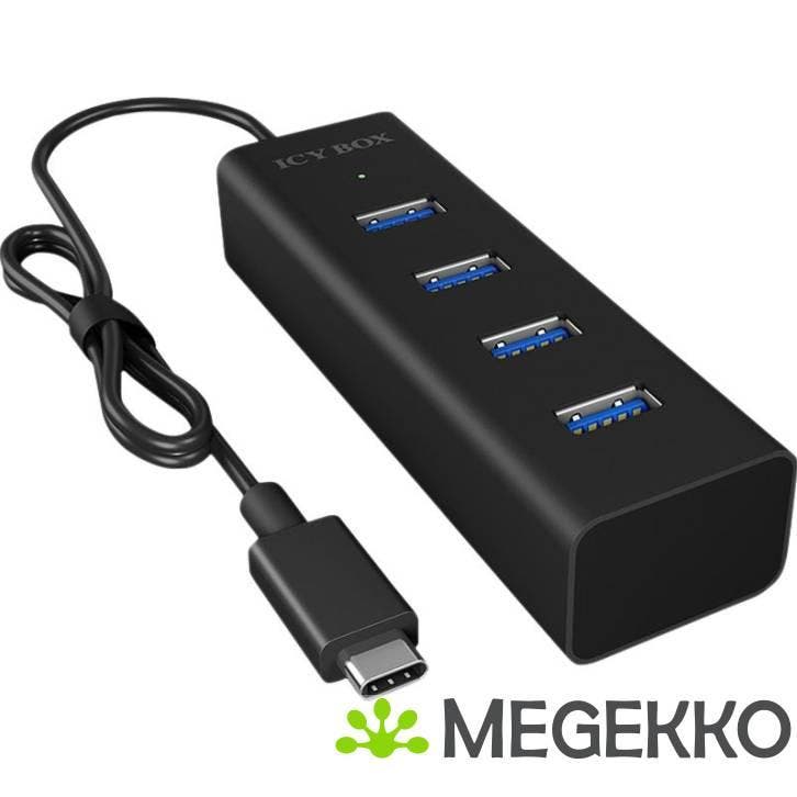 ICY BOX 4 Poorten Hub USB 3.0 Zwart - [IB-HUB1409-C3], Computers en Software, USB Sticks, Nieuw, Verzenden