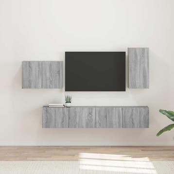 vidaXL Tv Wandkast Set 4 st Grijs Sonoma Bewerkt hout, Huis en Inrichting, Verzenden, Nieuw