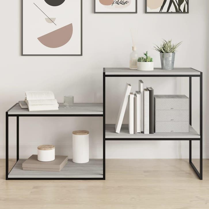 vidaXL Wandschappen 4 st 60x40x1,5 cm bewerkt hout grijs, Maison & Meubles, Accessoires pour la Maison | Étagères murales & Rayons de bibliothèque