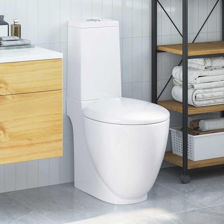 vidaXL Toilet met afvoer achter keramiek wit, Bricolage & Construction, Sanitaire, Envoi