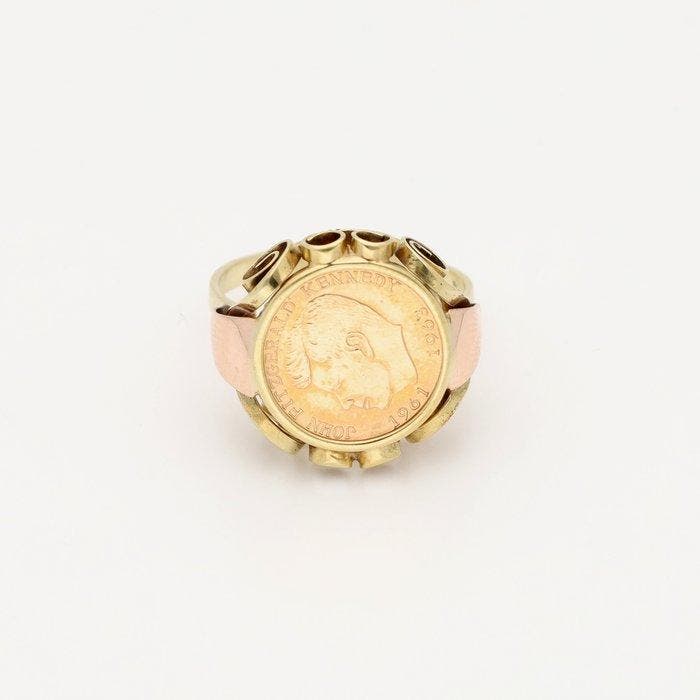 Bague - 14 carats Or jaune, Or rose - Pièce John Kennedy, Handtassen en Accessoires, Ringen