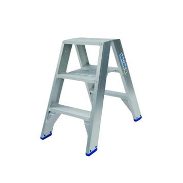 Solide dubbele trapladder 2×3 treden -0.75m, Ophalen of Verzenden, Trap