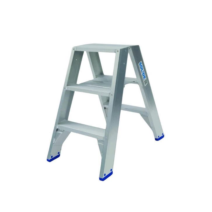 Solide dubbele trapladder 2×3 treden -0.75m, Doe-het-zelf en Bouw, Ladders en Trappen, Trap, Nieuw, Minder dan 2 meter, Ophalen of Verzenden