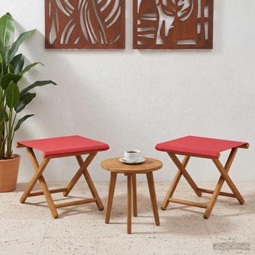 vidaXL Ligstoel 2 pcs massief eucalyptushout Rood, Verzenden