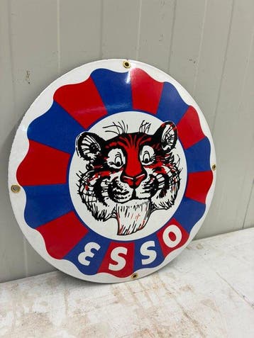 Esso Tiger – Rond Emaille Reclamebord – Klassieke