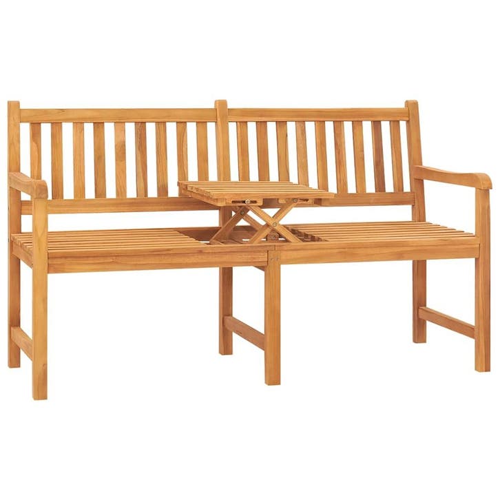 vidaXL Tuinbank met tafel 3-zits 150 cm massief teakhout, Tuin en Terras, Tuinsets en Loungesets, Nieuw, Verzenden