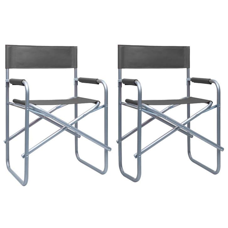 vidaXL Regisseursstoelen 2 st staal grijs, Jardin & Terrasse, Chaises de jardin, Envoi