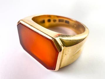 Ring - 18 karaat Geel goud - 3.57ct. tw. Carneool -, Nieuw