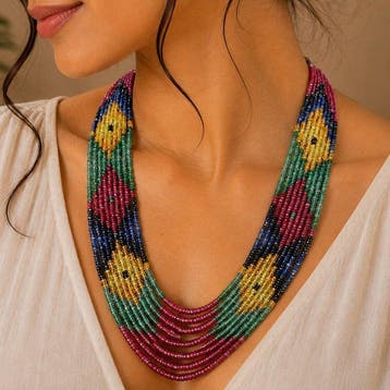 Multi Strands - Micro Faceted - Robijn, Saffier & Smaragd
