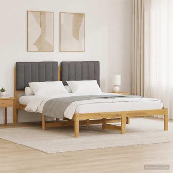 vidaXL Bedframe met gestoffeerd hoofdbord Whitewash en, Verzenden