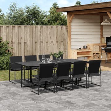 vidaXL 9-delige Tuinset textileen zwart, Tuin en Terras, Verzenden, Nieuw, Tuinset