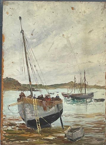 Franse school (XIX) - Marine - Bateau sur une rivière (Vendu