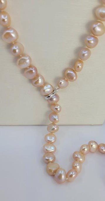 Zonder minimumprijs - Halsketting Zilver, 9x12 mm roze, Handtassen en Accessoires, Nieuw