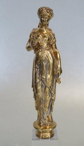 Classique Laiton Sceau avec une dame et une couronne de