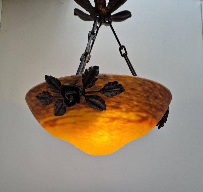 Muller Frères Lunéville Lamp - Plafondlamp - Pâte de verre,, Antiquités & Art, Art | Objets design