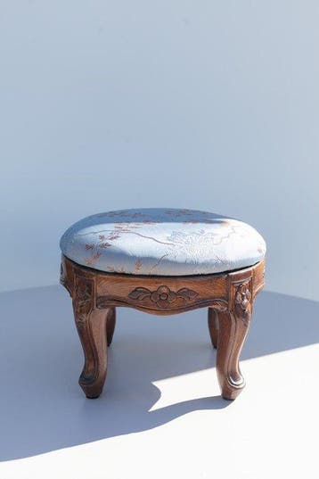 Voetensteun - Eik, Damask zijde - Provence