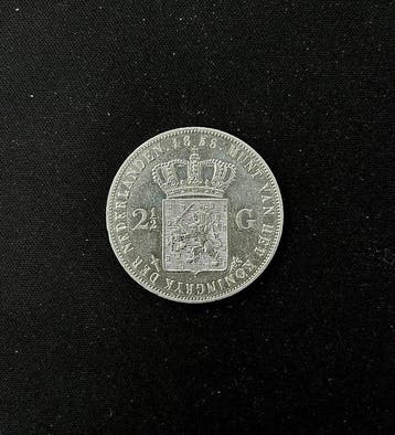 Nederland. Willem III. 2 1/2 Gulden 1858 (Zonder, Postzegels en Munten