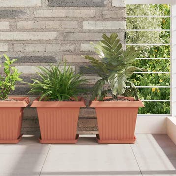 vidaXL Vierkante Bloempot 24 st Baksteenrood 28,5 x 28,5 x, Tuin en Terras, Verzenden, Nieuw