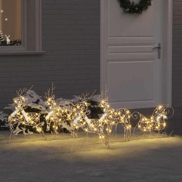 vidaXL LED Rendieren 5 st 40 LEDs Goud 44 x 18 x 65,5 cm, Verzenden