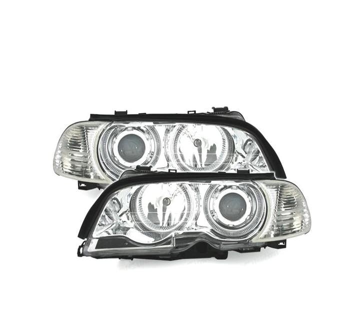 Phares Pour Bmw Série 3 E46 2P 99-01 Angel Eyes Chromé, Autos : Pièces & Accessoires, Éclairage, Envoi