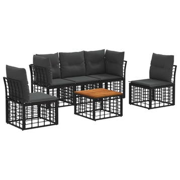 vidaXL Buiten bank set 6 pcs Zwart en Donker Grijs Polyester, Verzenden, Nieuw