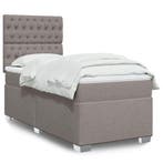 vidaXL Boxspring met matras stof taupe 90x200 cm, Verzenden