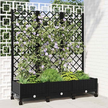 vidaXL Tuinsteker met schutting en wielen Zwart 120 x 40 x, Tuin en Terras, Verzenden, Nieuw