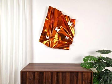 José Soler Art - Butterflies on Silk Orange- XL