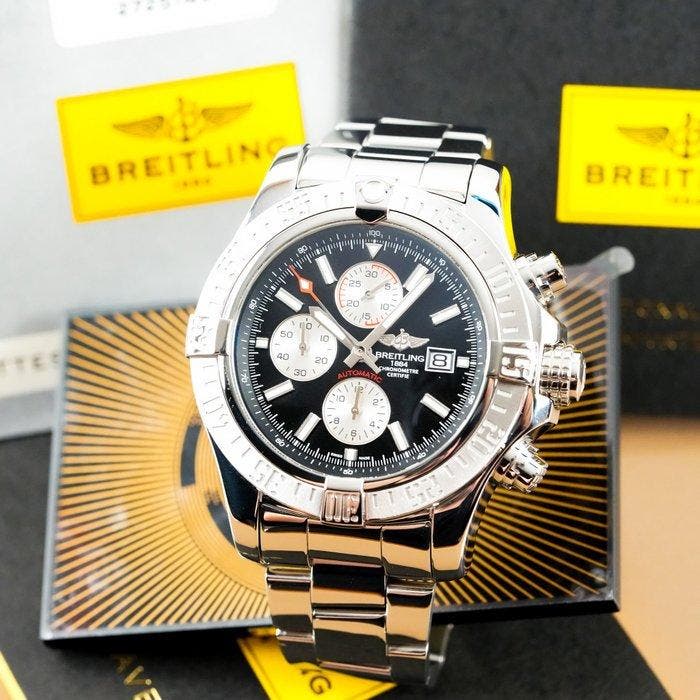 Breitling - Super Avenger II Full Set - A13371 - Homme -, Handtassen en Accessoires, Horloges | Heren
