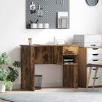 vidaXL Bureau met lade Rook Eiken 90 x 49 x 75 cm Bewerkt, Huis en Inrichting, Bureaus, Verzenden, Nieuw