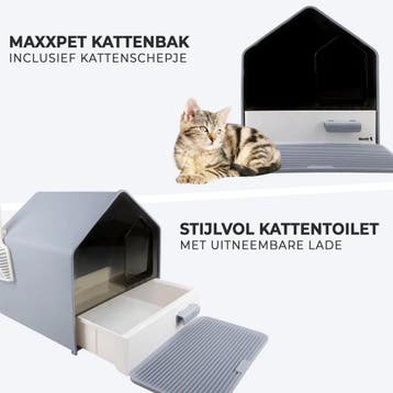 MaxxPet Kattenbak 46x41x46cm - Grijs (Katten toebehoren), Dieren en Toebehoren, Ophalen of Verzenden, Nieuw
