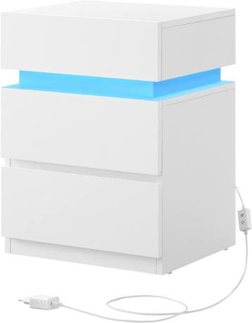 Nachtkastje met LED verlichting - 3 laden - verschillende, Huis en Inrichting, Slaapkamer | Nachtkastjes, Verzenden, Nieuw