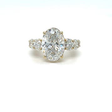 Ring - 14 karaat Geel goud - 5.02ct. tw. Diamant (Lab-grown)