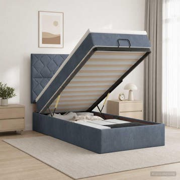 vidaXL Ottoman bed met matras Donkergrijs 100 x 200 cm, Verzenden