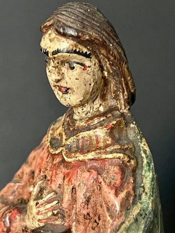 Beeldje, Saint Jean - 24 cm - Polychroom hout, Antiquités & Art
