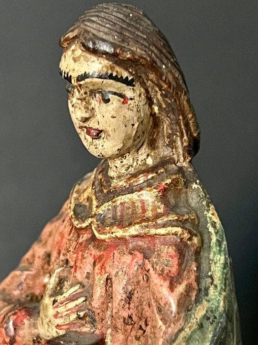 Beeldje, Saint Jean - 24 cm - Polychroom hout, Antiquités & Art, Art | Art non-occidental