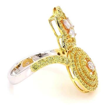 Bague de cocktail - 18 carats Or blanc, Or jaune - 1.11ct.